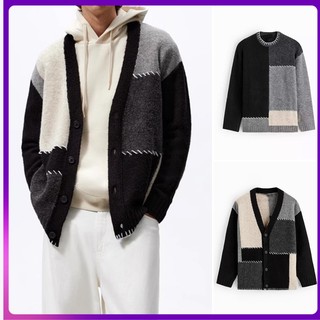 Zara áo khoác cardigan dệt kim cổ chữ v + áo sweater dệt kim cổ tròn thời trang thu đông 230048305 0048304