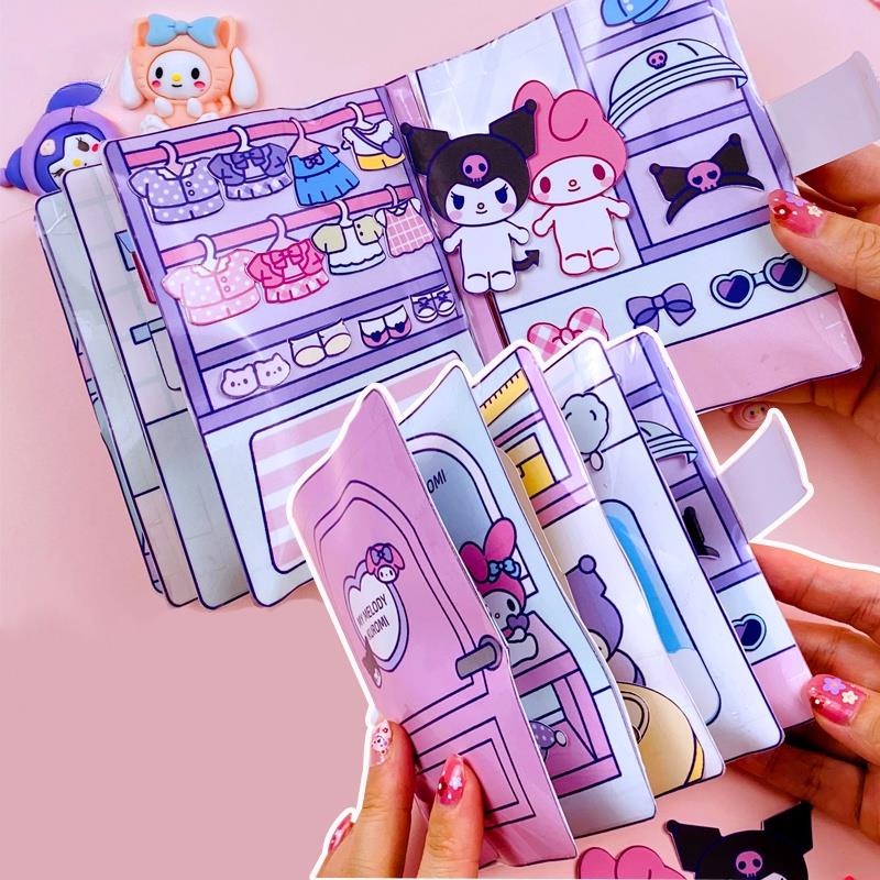 Sanrio Búp Bê Giấy Cuộn kuromi melody Mặc Đồ diy Dễ Thương Giáo Dục Cho Bé Gái