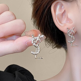 Bông Tai Mạ Bạc 925 Hình Chữ Sang Trọng Thời Trang Cho Nữ