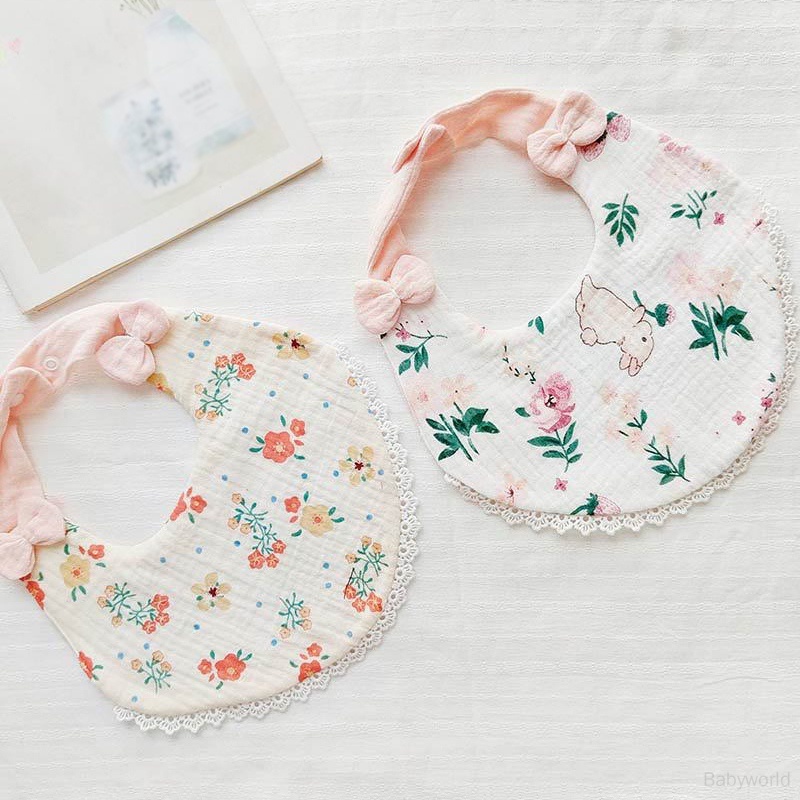 Khăn Lau Cho Bé Gái Sơ Sinh Bằng Vải cotton In Họa Tiết Nơ