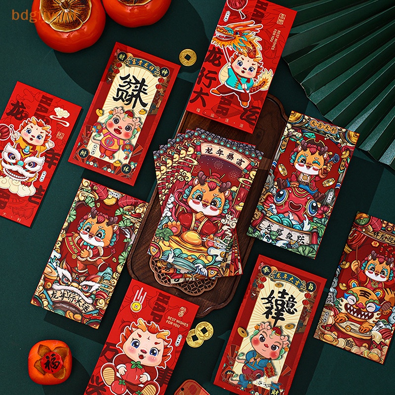 Set 6 bao Lì Xì Đỏ May Mắn Cho Năm Mới 2024