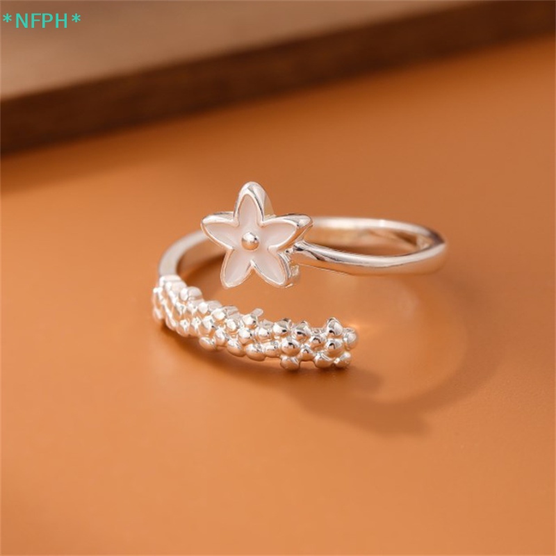 Nfph > Nhẫn Hở Resin Hình Hoa Màu Bạc Cá Tính Thời Trang Hàn Quốc Làm Quà Tặng Cho Nữ Mới
