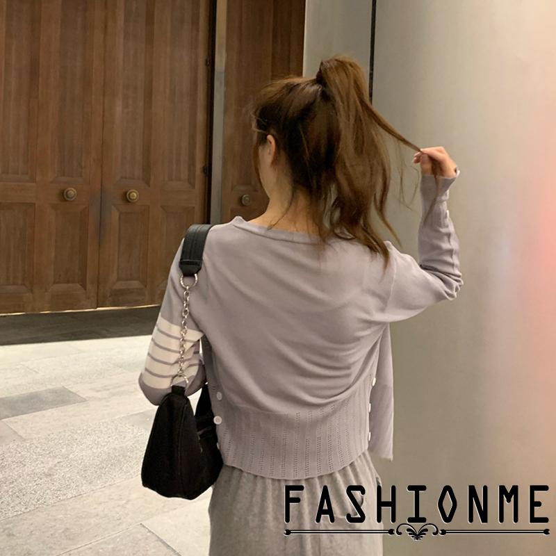 Áo Khoác cardigan Dài Tay Cổ Chữ v Họa Tiết Sọc Ngang Thời Trang Dành Cho Nữ