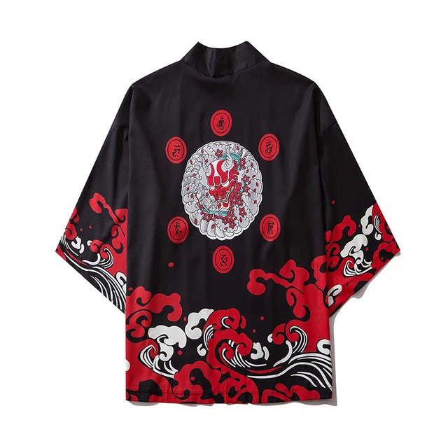 Áo Choàng Kimono Họa Tiết Mèo samurai Truyền Thống Nhật Bản Thời Trang Mùa Hè 2021 yukata haori