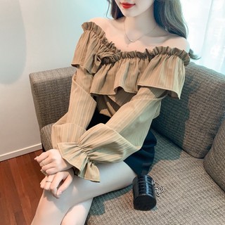 Áo sơ mi thiết kế diềm xếp nếp dáng ôm gợi cảm kiểu pháp dễ phối đồ cho nữ