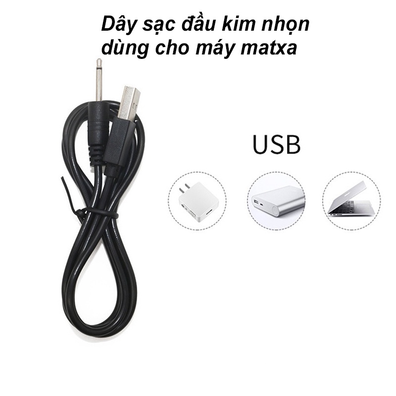Dây sạc máy massage USB 10 tốc độ, dành cho các loại máy massage mặt mắt body toàn thân đầu nhọn