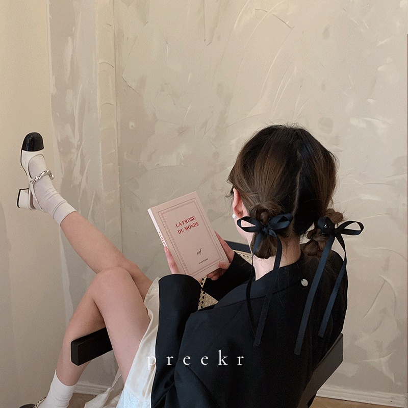 Kẹp Tóc Nơ Ruy Băng Nhỏ Dễ Thương Phong Cách Pháp Cho Nữ