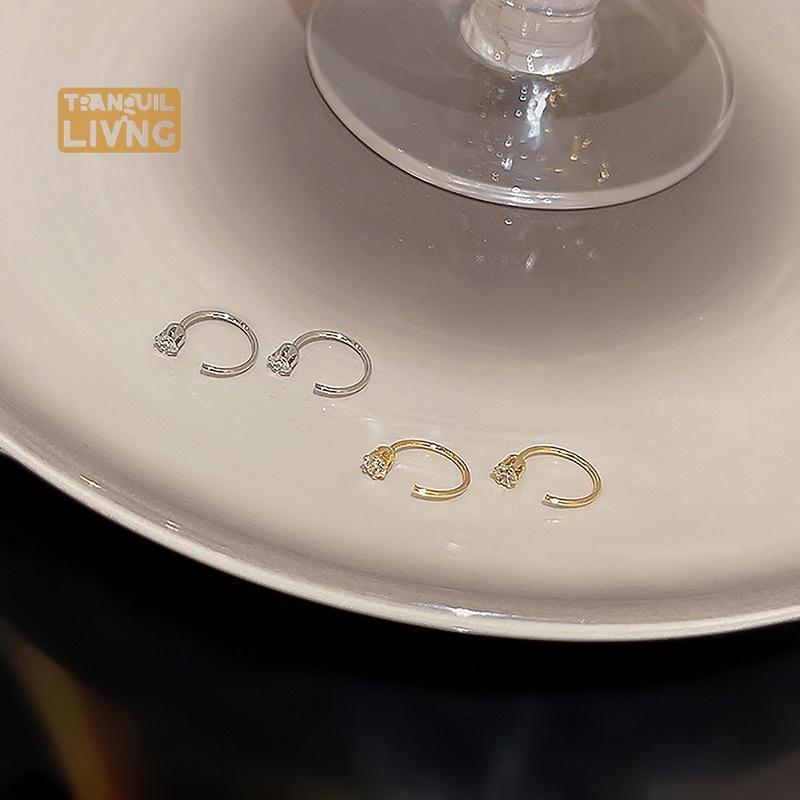 1 Đôi Bông Tai Pha Lê Thanh Lịch Thời Trang Hàn Quốc Cho Nữ