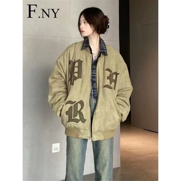Áo Khoác Bóng Chày Da Lộn Dáng Rộng Thêu Họa Tiết Phong Cách Mỹ Cổ Điển Thời Trang Xuân Thu Cho Nam