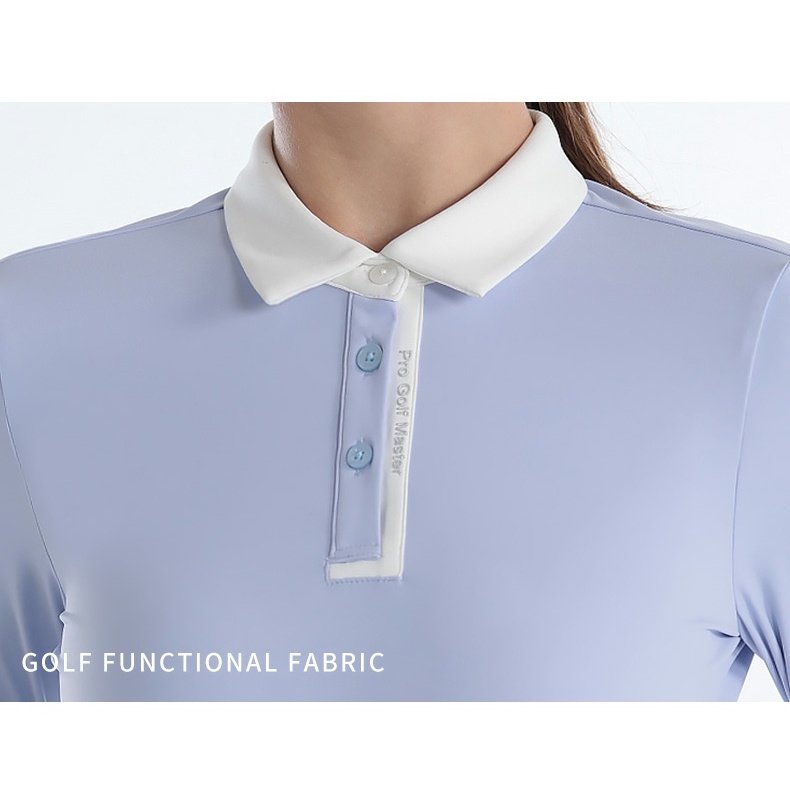 Pgm Áo Thun Tay Dài Cổ Bẻ Dáng Ôm Phong Cách Thể Thao Thời Trang Mùa Thu Cho Nữ