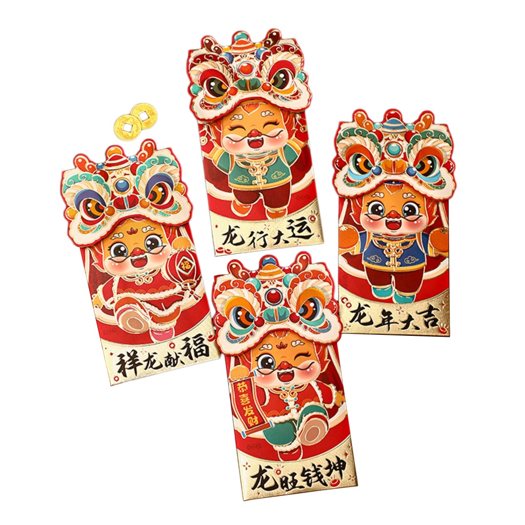 Bao Lì Xì Năm Mới Trung Hoa Họa Tiết Rồng Hoạt Hình Dễ Thương