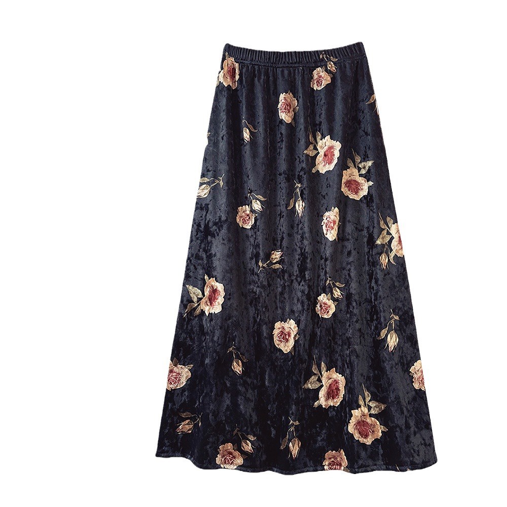 Chân Váy Nhung Dài Dáng Chữ a Lưng Cao Co Giãn Thời Trang Thu Đông 2023 Cho Nữ