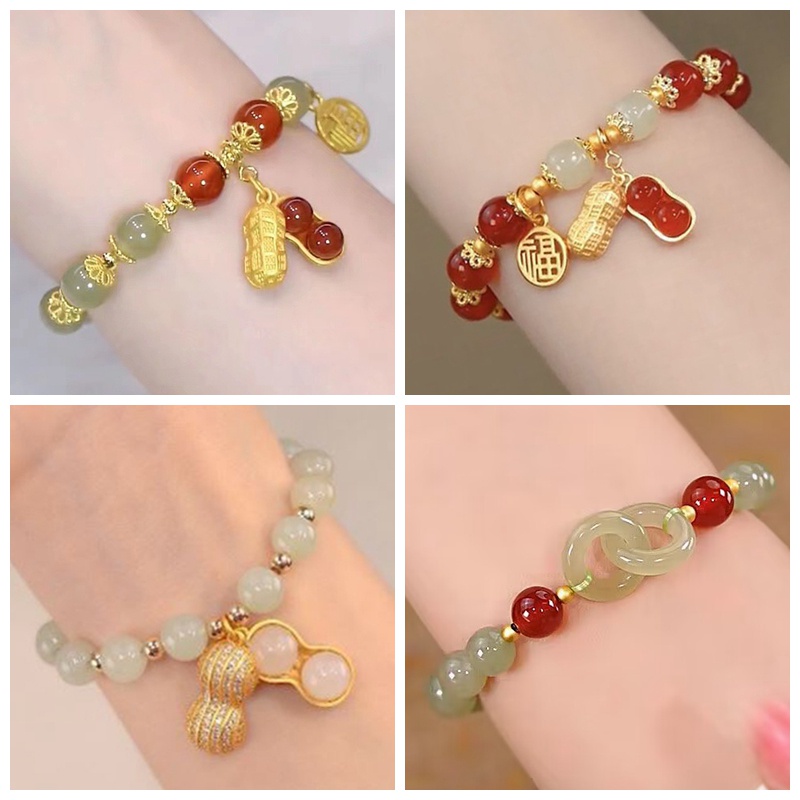 Vòng Đeo Tay May Mắn Họa Tiết Hoa Đậu Phộng Trung Hoa Thời Trang Cho Nữ