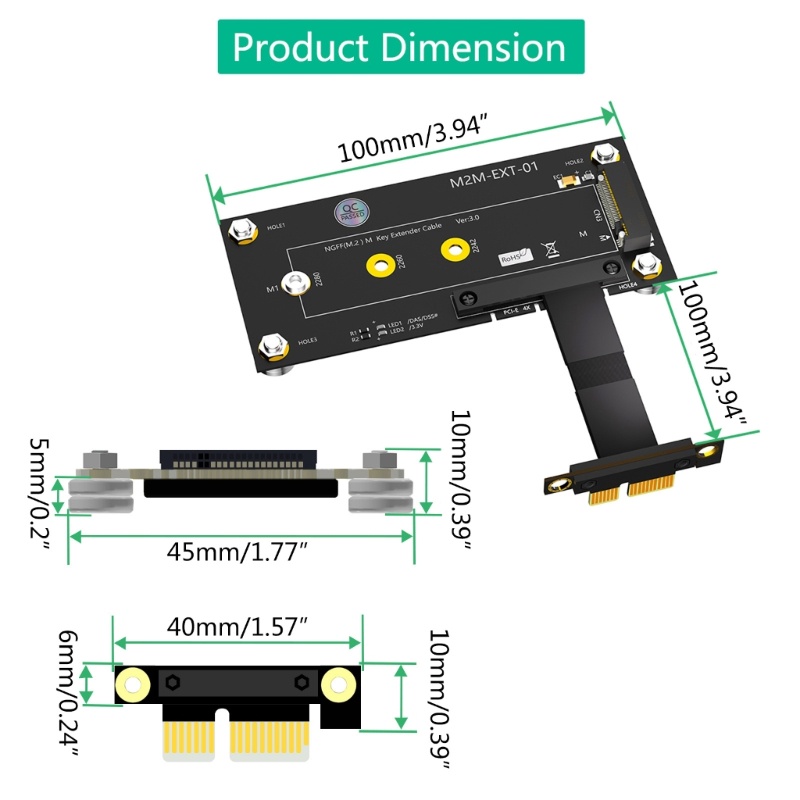 Dây Cáp Nối Dài Tốc Độ kiki m 2 ngff nvme ssd Sang pcie 1x Cho Máy Tính