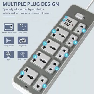 Ổ cắm điện power strip 2 usb，5 plugs, , 9 universal socket wire long 1.8 meters - hàng chính hãng