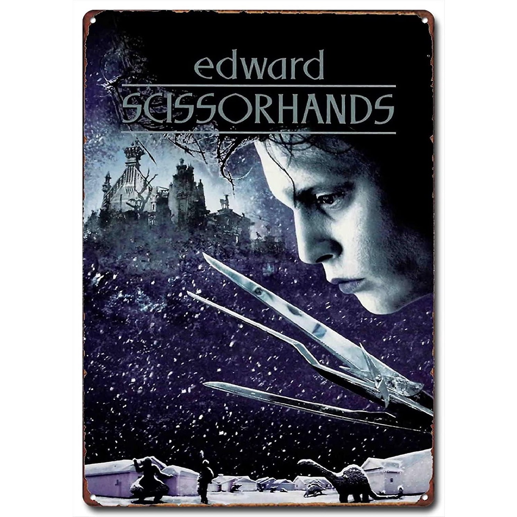 Edward Scissorhands Áp phích phim cổ điển thập niên 90, Dấu hiệu thiếc sắt cổ điển, Dấu hiệu kim loạ