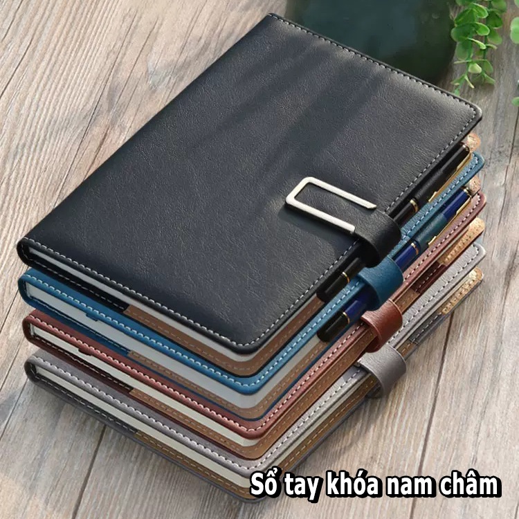 Sổ tay ghi chú, sổ doanh nhân khổ A5 dày dặn, da mềm, có khóa nam châm