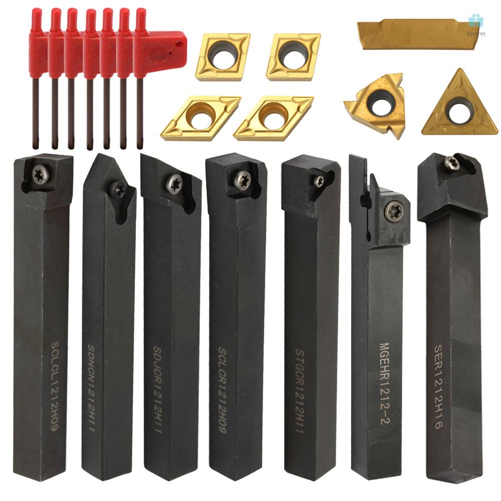 Geevorks 21PCS Multifunctional Solid Carbide Inserts Holder Boring Bar Lathe Unit - Perfect Turning Tools Set