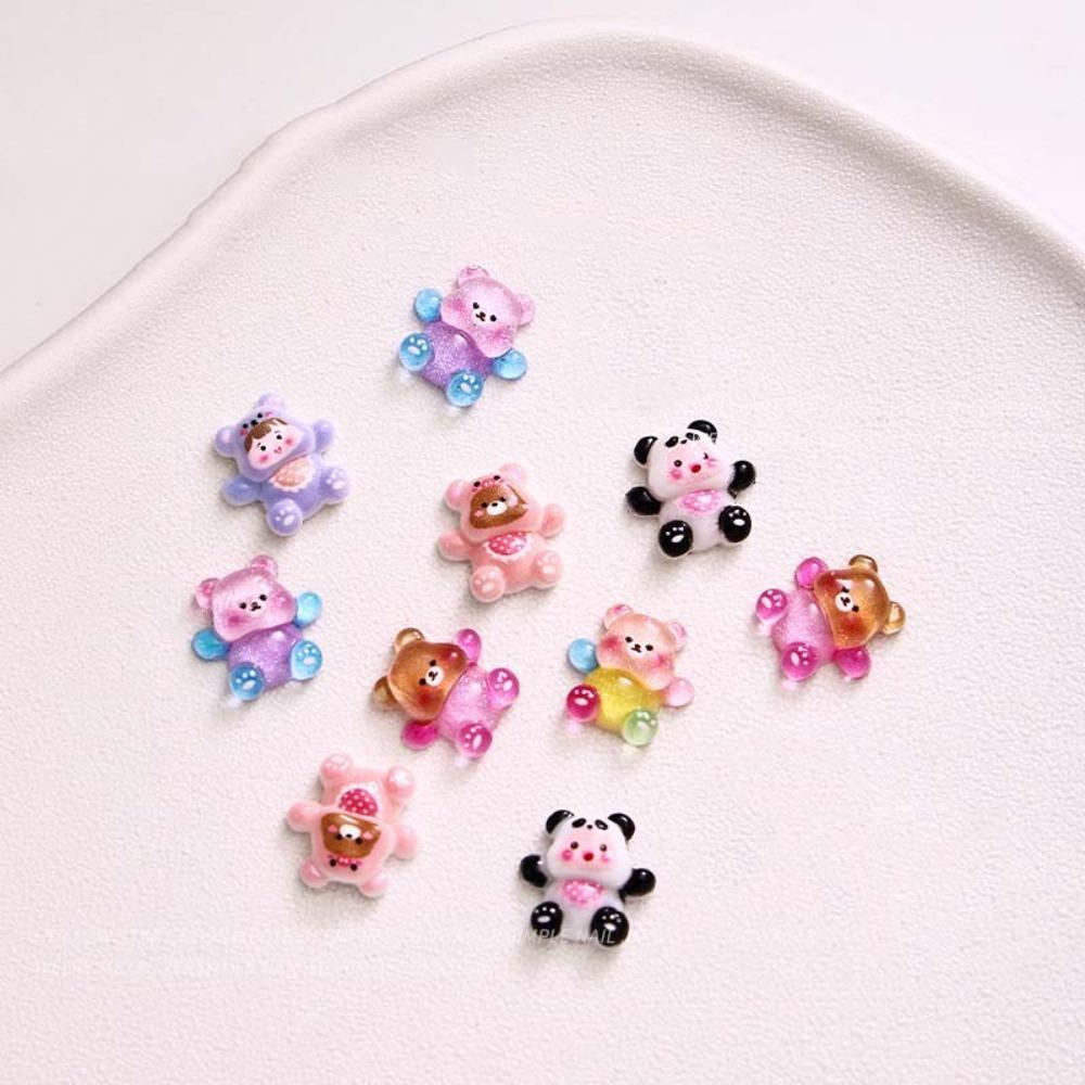 Fallforbeauty Bộ 10 Phụ Kiện Trang Trí Móng Tay Hình Ông Già Noel / Kỳ Lân / Gấu Tuyết Màu Sắc Hỗn Hợp