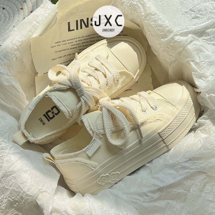 Giày Thể Thao Vải Bạt Cổ Thấp Thời Trang Hàn Cho Nữ