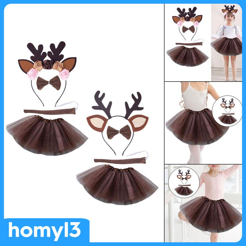 Set Băng Đô + Đầm Hóa Trang Tuần Lộc Xinh Xắn Cho Bé Gái