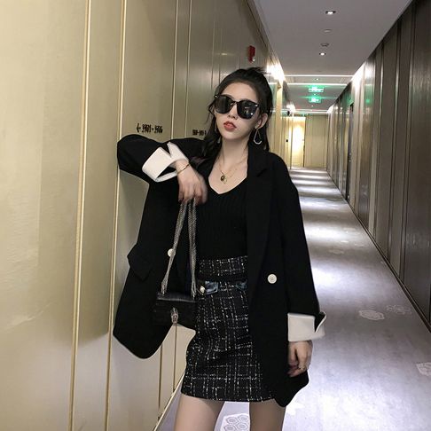 Áo Khoác Vest Hai Hàng Nút Cài Phong Cách Hàn Quốc Thời Trang Xuân Thu 2023 Mới
