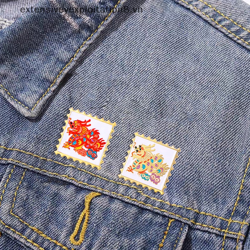 Ghim Cài Áo Hình Rồng Hoạt Hình Phong Cách vintage