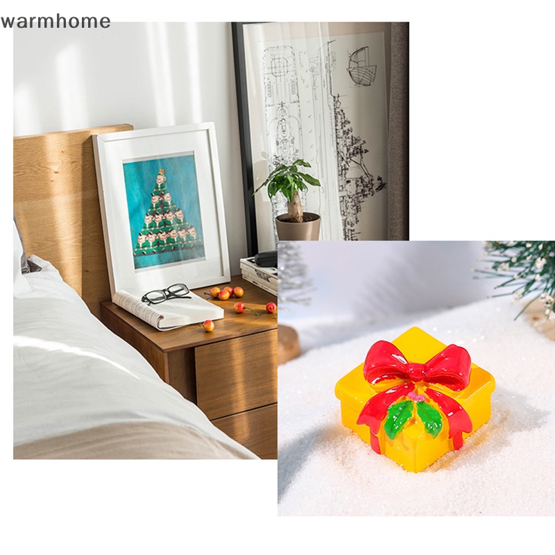 Warmhome Hộp Quà Giáng Sinh mini Bằng Nhựa resin Trang Trí Phong Cảnh diy Cho Sân Vườn Thu Nhỏ rft