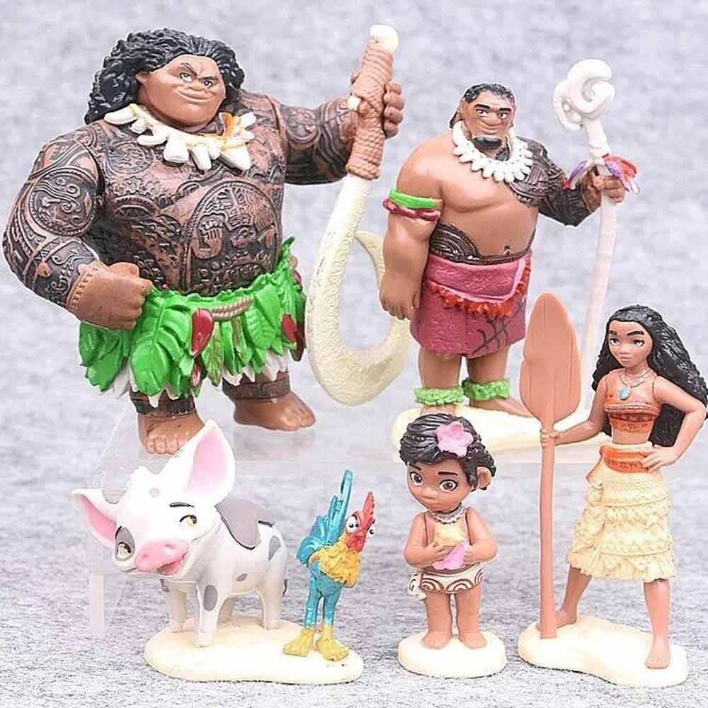 6pcs Ocean Odyssey figurines, Moana cake toppers, decorative toys, baking