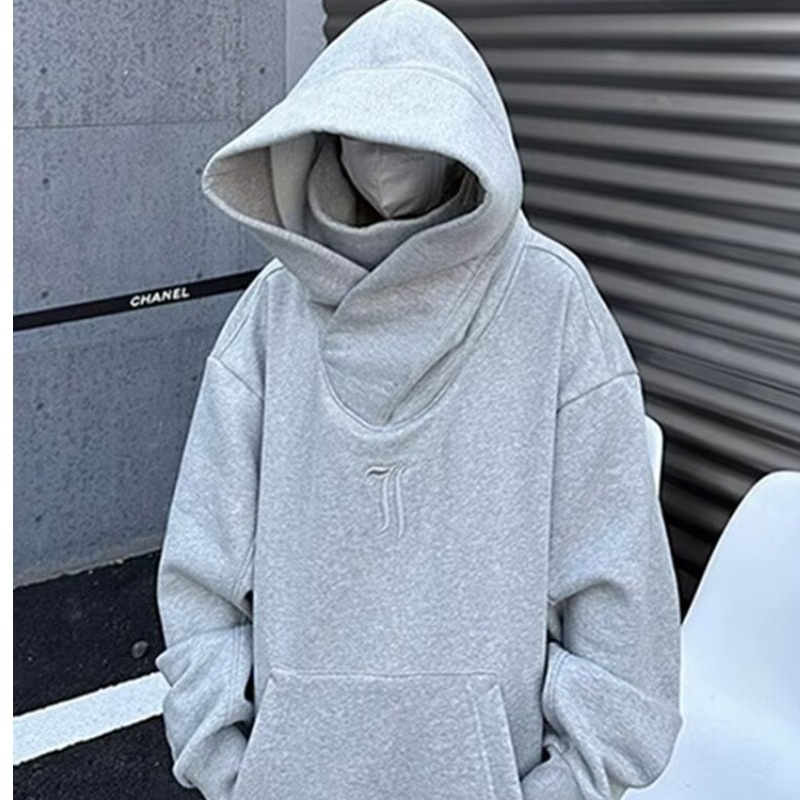 Đen Áo Khoác Hoodie Cổ Lọ Thời Trang Xuân Thu Cho Nam