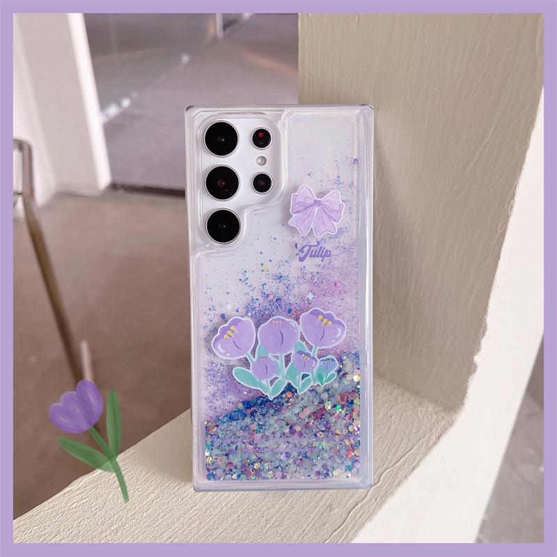 Bao Da Điện Thoại Phối Cát Chảy Hình Hoa tulip Cho samsung s23fe a14 a04s samsung s23 ultra galaxy s23 + s22 ultra s21fe note 20 ultra note 10 Ốp
