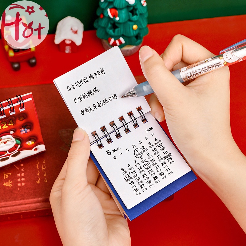 Lịch Để Bàn mini Họa Tiết Hoạt Hình 3d Dễ Thương jr 2024 christmas mini jr 2024