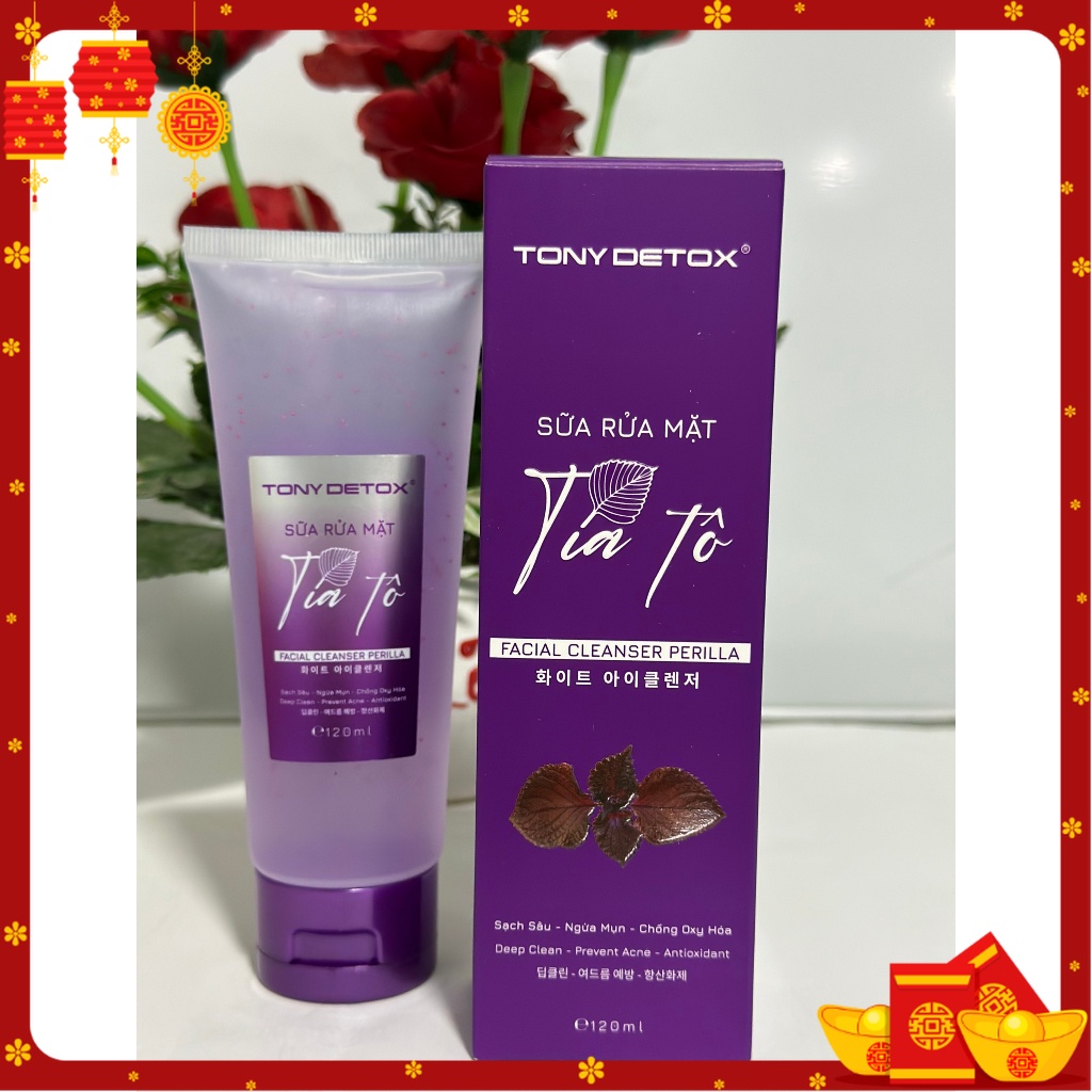 Sữa Rửa Mặt Tía Tô TONY DETOX LÂM KHÁNH CHI 120ml làm sạch sâu,cuốn trôi bụi bẩn,thông thoáng lỗ chân lông,sáng mịn da