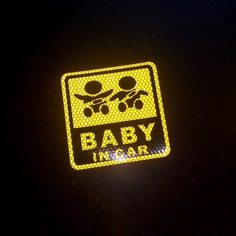 Đề Can Cảnh Báo Phản Quang An Toàn Ban Đêm Cho Trẻ Em in car baby on board