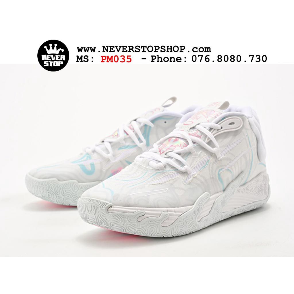 Giày bóng rổ PM MB 03 WHITE MARBLE mẫu mới, đế bám sân chuyên chơi indoor outdoor  | NeverStopShop.com