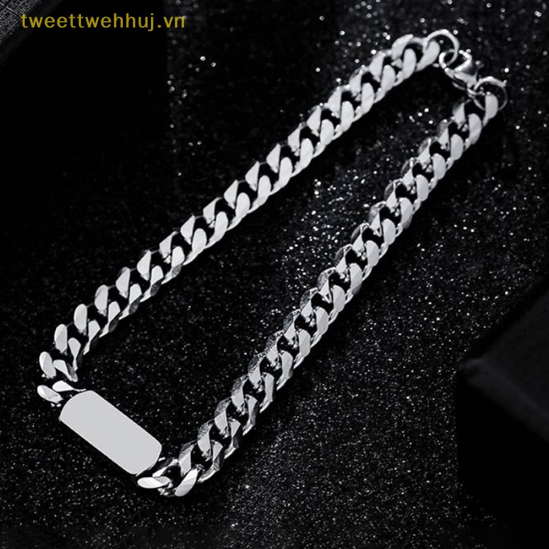 Tweehuj Vòng Tay Thép Titan Mặt Vuông Đơn Giản Cá Tính Phong Cách hip-hop Hợp Thời Trang
