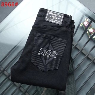2zns Dior 23 New Jeans Men's Casual High-End Fashion Brand Slim Stretch Pencil Pants Black Embroidered Pants Men's Autumn and Winter