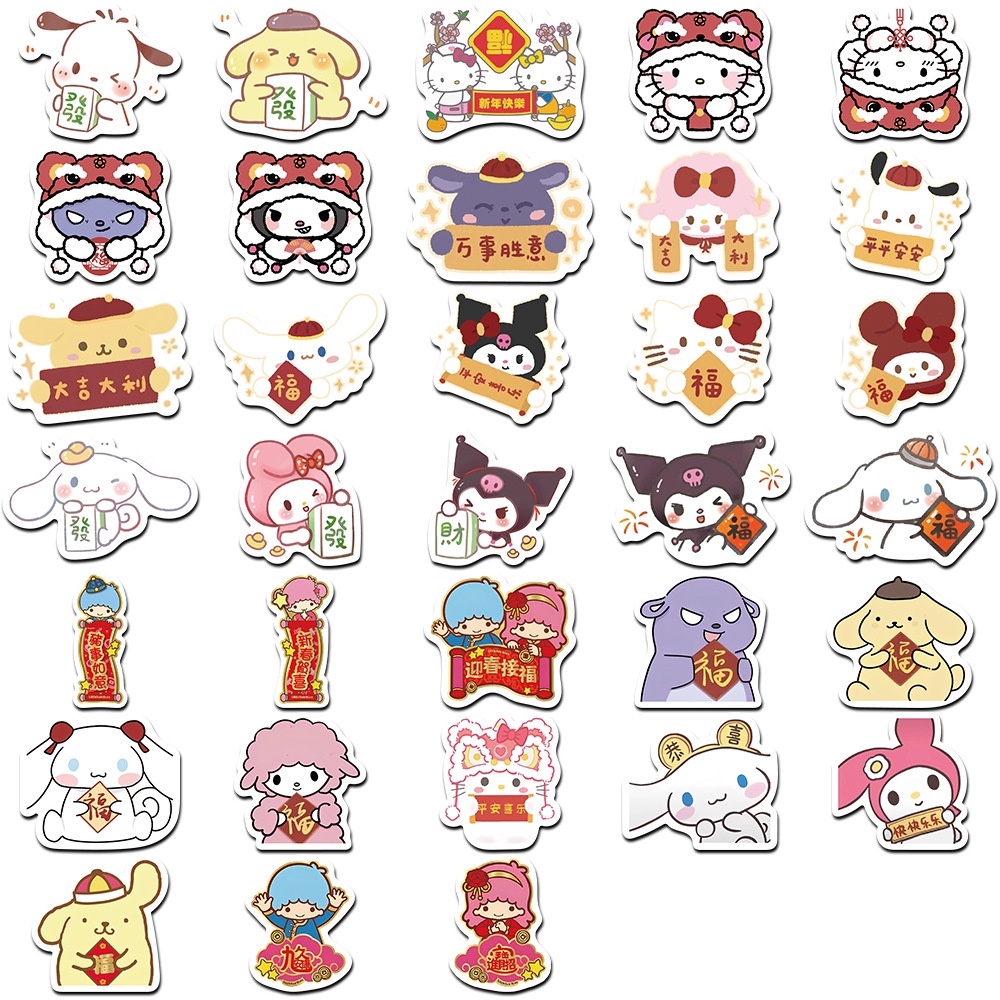 SANRIO Bộ 67 Miếng Dán Trang Trí Mũ Bảo Hiểm / Bút Chì Chống Thấm Nước Họa Tiết Hoạt Hình graffiti Dễ Thương
