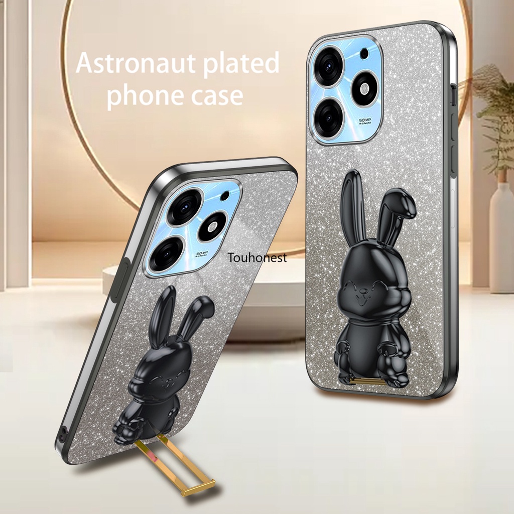 Ốp Điện Thoại For Tecno Spark 10 Pro Case Tecno Spark 6 Go Ốp Lưng Tecno Spark Go Casing Tecno Spark 8C Case Tecno Spark 10C Case Tecno Spark 9 Case Cartoon Bunny Stand Lazy Bracket Cute Rabbit Holder Phone Cover Cassing Cases Case VX