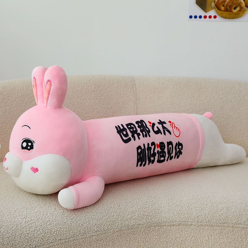 Gối Ôm Dài Hình Chú Thỏ Hồng Đáng Yêu Mềm Mại Dễ Thương