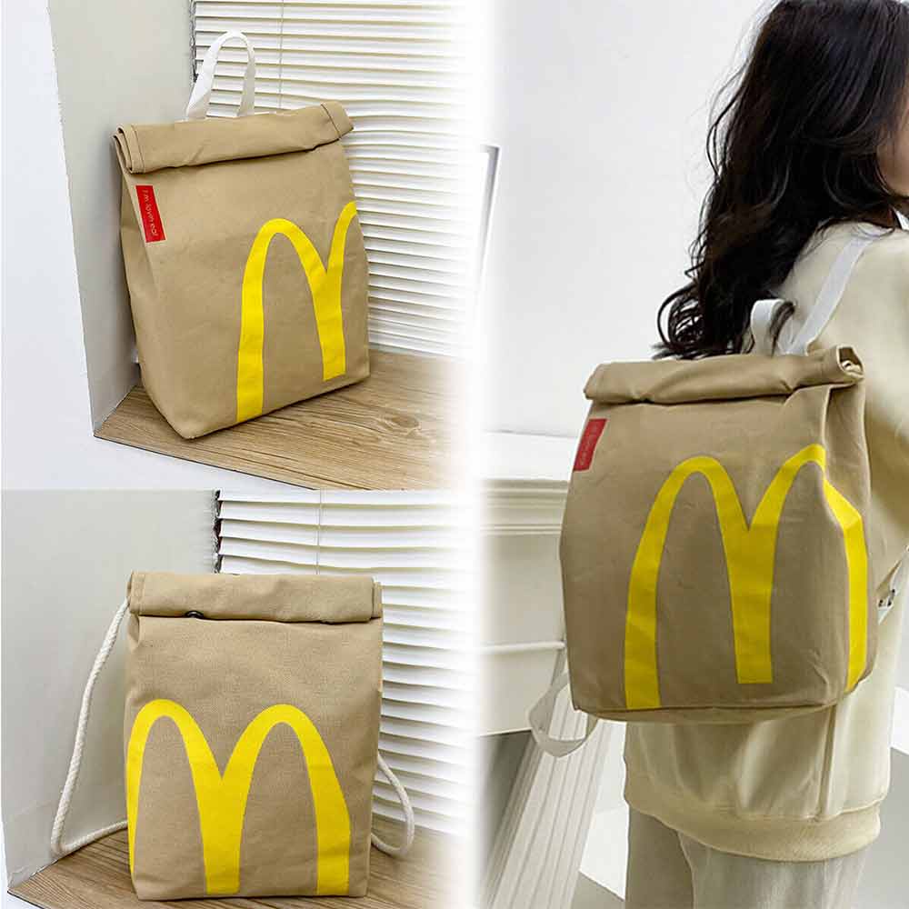 Mcdonald's School Bag Paper Backpack Female Large-Capacity College Students Class Leisure Little Red Book Sa