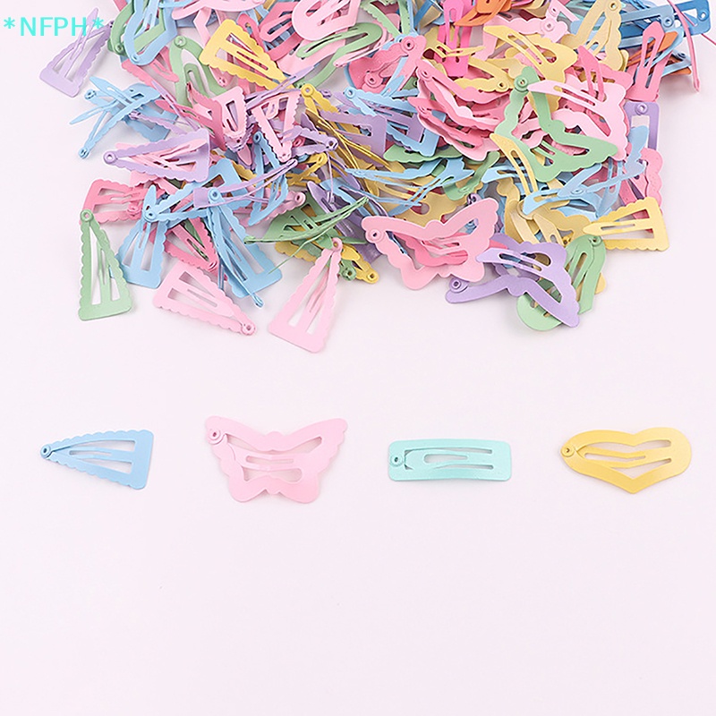 Nfph > Set 10 Kẹp Tóc Màu macaron Hình Học Bướm Phong Cách Hàn Quốc Dễ Thương Cho Bé Gái Mới
