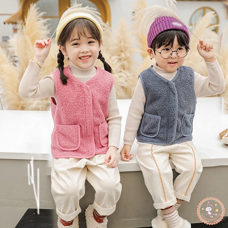 Áo Khoác Lông Cừu Không Tay Phong Cách Phương Tây Cho Bé Gái