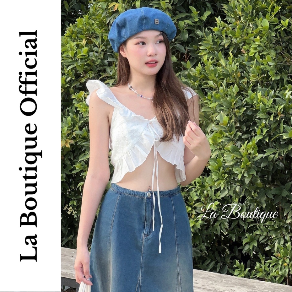 Áo Croptop Cánh Tiên La Boutique Áo Kiểu Nữ Tính Cổ Chữ V Cotton