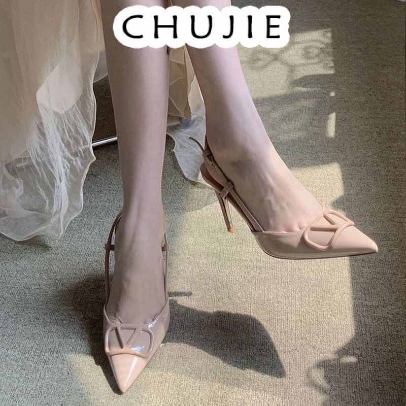 CHUJIE giày cao gót nữ đế cao sandal đi chơi cao gót mũi nhọn 2024NEW mẫu mới 30Z23072114