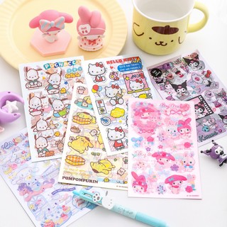 Limited Sanrio PET Sticker Kawaii Hello Kitty Kuromi Cinnamoroll Giai Điệu Tài Khoản Tay Chất Liệu Trang Trí DIY Dán Đồ Chơi Trẻ Em