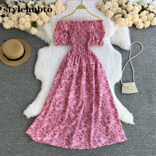 Đầm Dài Cổ Vuông Tay Phồng Phong Cách Pháp Cổ Điển Thời Trang Mùa Hè qj003 # 2023