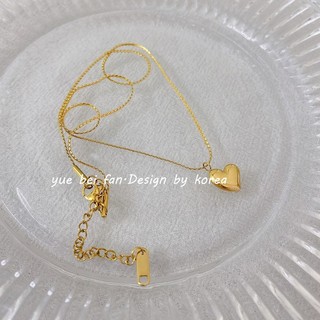 Dây chuyền bằng thép titan 18k mặt hình trái tim nhỏ đơn giản phong cách hàn nhật dễ phối đồ cho nữ