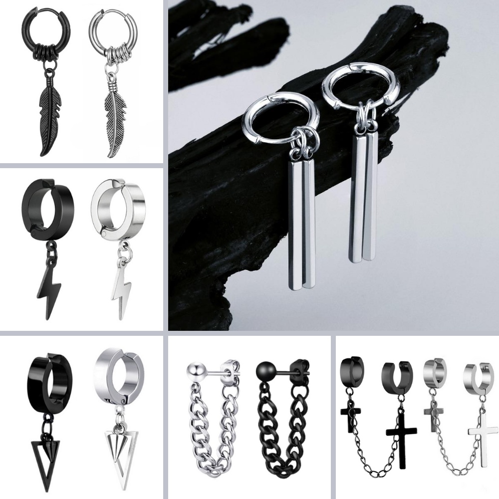 Bông Tai Titan Khuyên Tai nam nữ tròn dạng kẹp hoặc gài xỏ Karin Accessories màu bạc đen đơn giản đẹp ( 1 Chiếc )