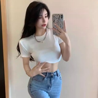 Áo croptop cổ tròn tay ngắn daalaa store kiểu dáng basic dễ phối đồ a5314